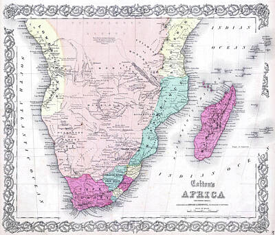 Jackie Kennedy - Vintage Map of Southern Africa - 1855 by CartographyAssociates