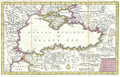 Beach Drawings - Vintage Map of The Black Sea - 1747 by CartographyAssociates