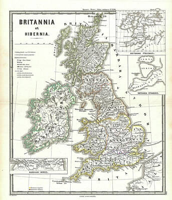 The American Diner - Vintage Map of The British Isles - 1865 by CartographyAssociates
