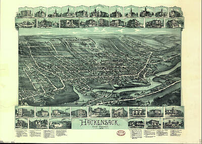 Negative Space Rights Managed Images - Vintage Pictorial Map of Hackensack NJ - 1896 Royalty-Free Image by CartographyAssociates