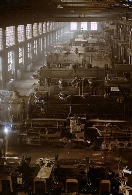 Transportation Royalty-Free and Rights-Managed Images - Vintage Railroad Locomotive Shop - 1942 by War Is Hell Store