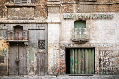 Nighttime Street Photography - Vintage Retro Design In La Valletta Old Town Street Malta by JM Travel Photography