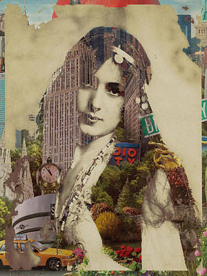 City Scenes Paintings - Vintage Woman Built By New York City 1 by Tony Rubino
