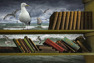 Surrealism Photo Royalty Free Images - Voyage into the World of Books Royalty-Free Image by Randall Nyhof