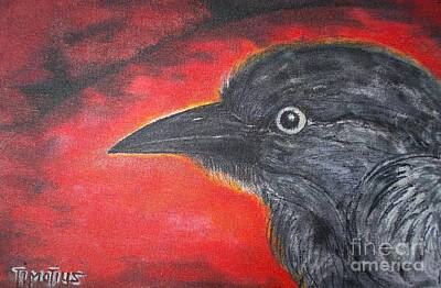 Best Sellers - Portraits Drawings - Portrait Crow by Timon Timotius