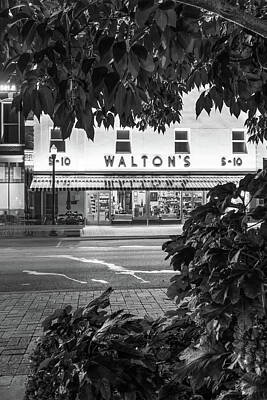 City Scenes Royalty-Free and Rights-Managed Images - Walton Five and Dime - Downtown Bentonville Arkansas - Black and White by Gregory Ballos
