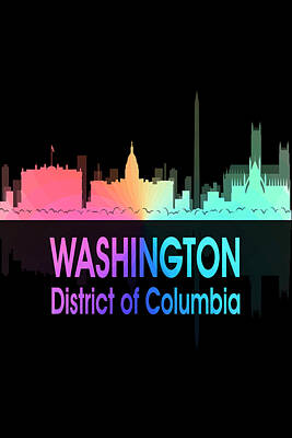 Abstract Skyline Digital Art Rights Managed Images - Washington DC 5 Vertical Royalty-Free Image by Angelina Tamez
