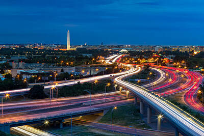 Cities Photos - Washington DC cityscape at dusk by Mihai Andritoiu