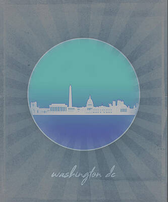 Cities Digital Art Royalty Free Images - Washington Dc Skyline Minimalism 12 Royalty-Free Image by Bekim M
