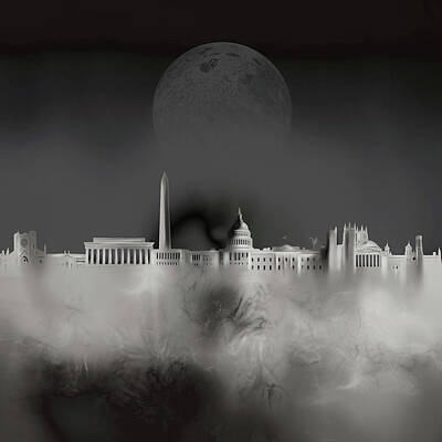Recently Sold - Surrealism Digital Art - Washington Dc Skyline Surrealism 4 by Bekim M