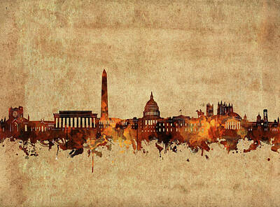 Abstract Skyline Royalty Free Images - Washington Dc Skyline Vintage 2 Royalty-Free Image by Bekim M