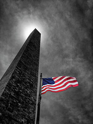 Politicians Royalty-Free and Rights-Managed Images - Washington Monument and the Stars and Stripes by Andrew Soundarajan