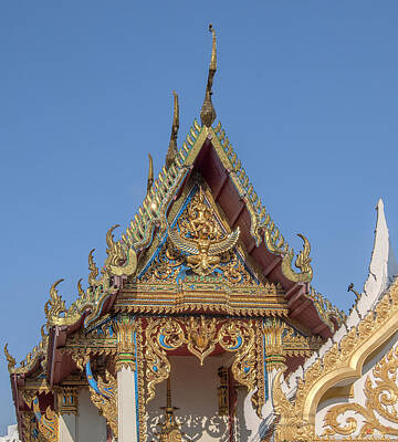 Beach House Signs Royalty Free Images - Wat Chaimongkron Phra Ubosot Gable DTHCB0082 Royalty-Free Image by Gerry Gantt