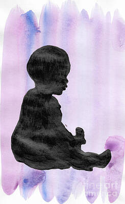 Train Paintings - Watercolor Baby Silhouette by Shelby Wilson