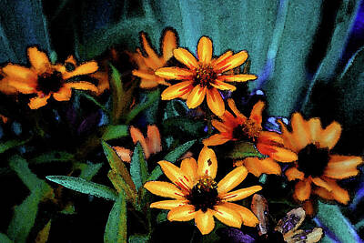 Whimsical Folk Art - Watercolor Expressionist Garden Flowers 1639 W_2 by Steven Ward