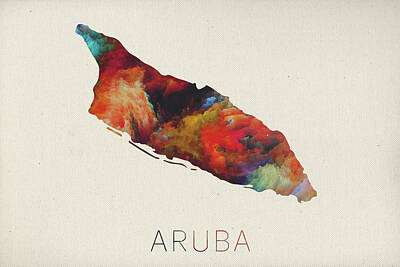 Breweries - Watercolor Map of Aruba by Design Turnpike