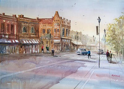 City Scenes Paintings - Waupaca - Main Street by Ryan Radke