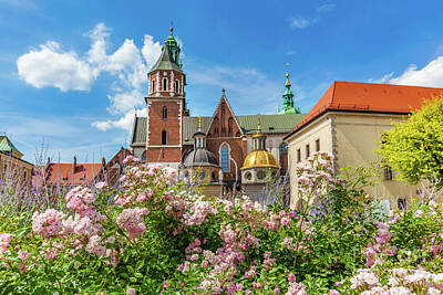 The Modern Lodge - Wawel Cathedral, Cracow, Poland. View from courtyard with flowers. by Michal Bednarek