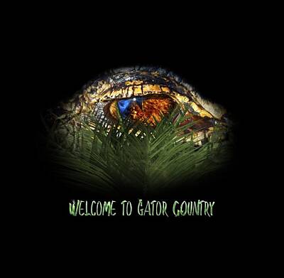 Reptiles Photos - Welcome to Gator Country Design by Mark Andrew Thomas