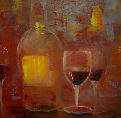 Wine Digital Art Royalty Free Images - Welcome To Your Weekend Wine Painting Royalty-Free Image by Lisa Kaiser