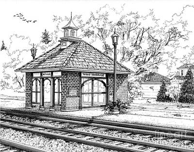 Auto Illustrations - West Hinsdale Train Station by Mary Palmer