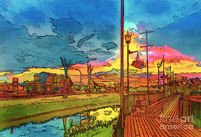 Skylines Mixed Media - Weyburn  in the colors of the rainbow. by Viktor Birkus