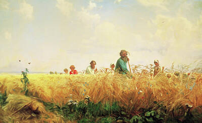 Landscapes Mixed Media Royalty Free Images - Wheat Field In The Summer Royalty-Free Image by Georgiana Romanovna