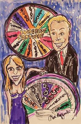 Mixed Media Rights Managed Images - Wheel of Fortune Pat Sajak and Vanna White Royalty-Free Image by Geraldine Myszenski