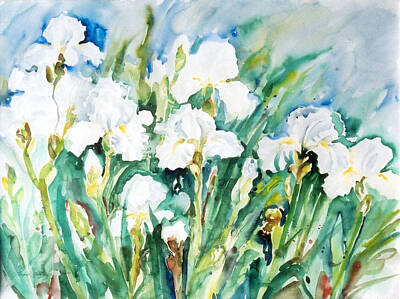 Christmas Wreaths Royalty Free Images - White Irises Royalty-Free Image by Ingrid Dohm