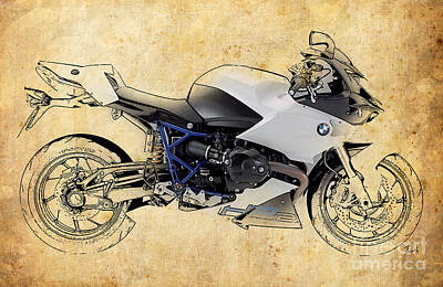 Transportation Digital Art - White motorcycle BMW by Drawspots Illustrations