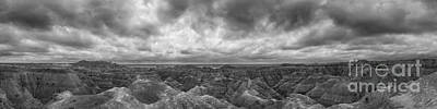 Farmhouse Royalty Free Images - White River Valley Overlook Panorama 2 BW Royalty-Free Image by Michael Ver Sprill