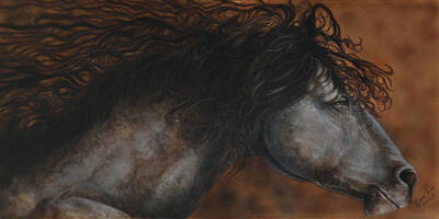 Animals Paintings - Wild Horse Running by Wayne Pruse