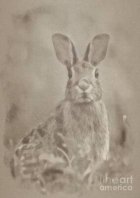 Birds Drawings Royalty Free Images - Wild Rabbit Royalty-Free Image by Esoterica Art Agency