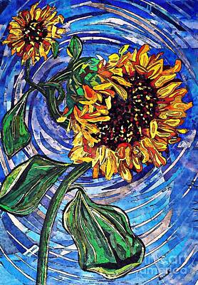 Florals Mixed Media - Wild Sunflowers by Sarah Loft