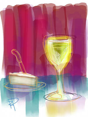 Tribal Animal Print Illustrations - Wine and Cheese by Russell Pierce