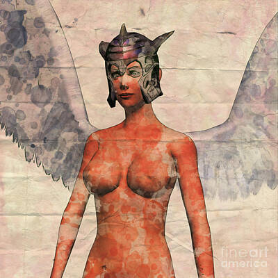 Nudes Digital Art - Winged Avenger Mark 2, Pop Art by Mary Bassett by Esoterica Art Agency