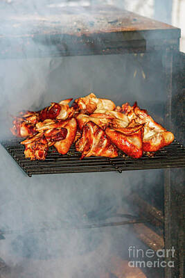 Tracy Brock Royalty-Free and Rights-Managed Images - Wings on the grill by Tracy Brock