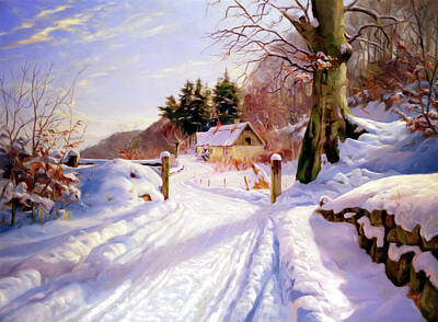 Landscapes Mixed Media - Winter Snow Glow by Georgiana Romanovna