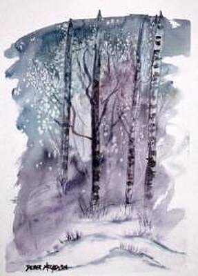 Ps I Love You - WINTER snow landscape painting print by Derek Mccrea