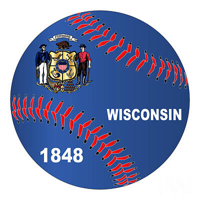 Baseball Royalty Free Images - Wisconsin Flag Baseball Royalty-Free Image by Bigalbaloo Stock