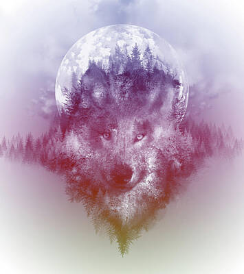 Mountain Digital Art - Wolf 3 by Bekim M
