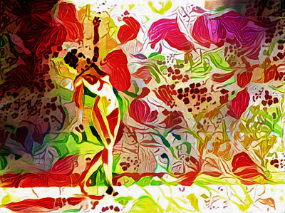 Impressionism Digital Art - Woman in Flowers by Bruce Rolff