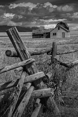 Randall Nyhof Royalty Free Images - Wood Fence by the Moulton Farm on Mormon Row Royalty-Free Image by Randall Nyhof