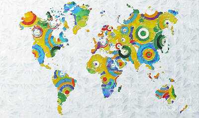 Priska Wettstein Land Shapes Series - Abstract World Colorful Map by Stefano Senise