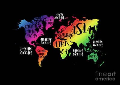 Classic Motorcycles - World Map Colors by Justyna Jaszke JBJart