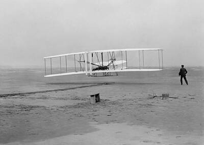 Transportation Royalty Free Images - Wright Brothers First Flight Royalty-Free Image by War Is Hell Store