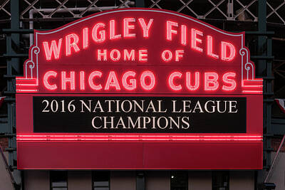 Baseball Photos - Wrigley Field Marquee Cubs Champs 2016 Front by Steve Gadomski