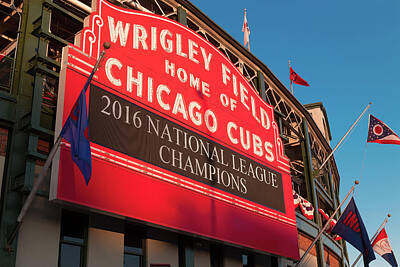 Baseball Royalty Free Images - Wrigley Field Marquee Angle Royalty-Free Image by Steve Gadomski