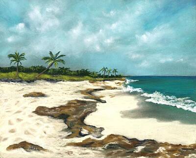 Beach Paintings - Xcaret - Mexico - Beach by Anastasiya Malakhova