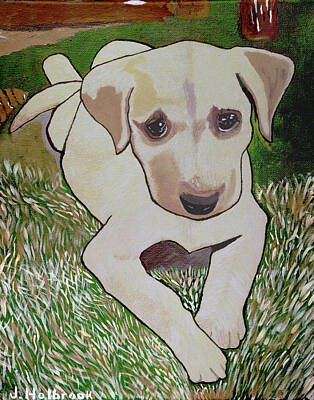 Mammals Paintings - Yellow Lab by Jeremy Holbrook